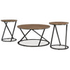 Kai 3pc Living Room Occasional Table Set | Round | Black Metal Angled Frame