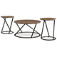 Kai 3pc Living Room Occasional Table Set | Round | Black Metal Angled Frame