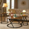Kai 3pc Living Room Occasional Table Set | Round | Black Metal Angled Frame