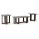 Eaim 3pc Occasional Table Set | Gray Faux Stone Pattern Top | Brown Frame