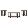 Eaim 3pc Occasional Table Set | Gray Faux Stone Pattern Top | Brown Frame