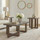Eaim 3pc Occasional Table Set | Gray Faux Stone Pattern Top | Brown Frame