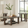 Eaim 3pc Occasional Table Set | Gray Faux Stone Pattern Top | Brown Frame