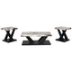 Usim 3pc Coffee & End Table Set | White Faux Marble Top | Black X Base