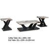 Usim 3pc Coffee & End Table Set | White Faux Marble Top | Black X Base