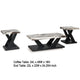 Usim 3pc Coffee & End Table Set | White Faux Marble Top | Black X Base