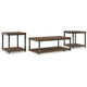 Yesh 3pc Occasional Coffee & End Table Set | Brown Wood Top | Gray Metal