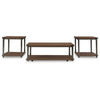 Yesh 3pc Occasional Coffee & End Table Set | Brown Wood Top | Gray Metal