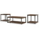 Yesh 3pc Occasional Coffee & End Table Set | Brown Wood Top | Gray Metal