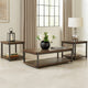 Yesh 3pc Occasional Coffee & End Table Set | Brown Wood Top | Gray Metal