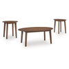 Hosi 3pc Living Room Occasional Table Set | Oval Tops | Round Tapered Legs