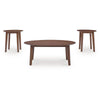 Hosi 3pc Living Room Occasional Table Set | Oval Tops | Round Tapered Legs