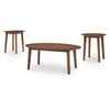 Hosi 3pc Living Room Occasional Table Set | Oval Tops | Round Tapered Legs