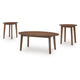 Hosi 3pc Living Room Occasional Table Set | Oval Tops | Round Tapered Legs
