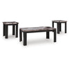 Poim 3pc Occasional Coffee & End Table Set | White Brown Faux Marble Top