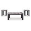 Poim 3pc Occasional Coffee & End Table Set | White Brown Faux Marble Top