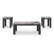 Poim 3pc Occasional Coffee & End Table Set | White Brown Faux Marble Top