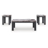Poim 3pc Occasional Coffee & End Table Set | White Brown Faux Marble Top