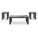 Poim 3pc Occasional Coffee & End Table Set | White Brown Faux Marble Top