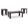 Poim 3pc Occasional Coffee & End Table Set | White Brown Faux Marble Top