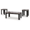 Poim 3pc Occasional Coffee & End Table Set | White Brown Faux Marble Top