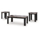 Poim 3pc Occasional Coffee & End Table Set | White Brown Faux Marble Top