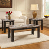 Poim 3pc Occasional Coffee & End Table Set | White Brown Faux Marble Top