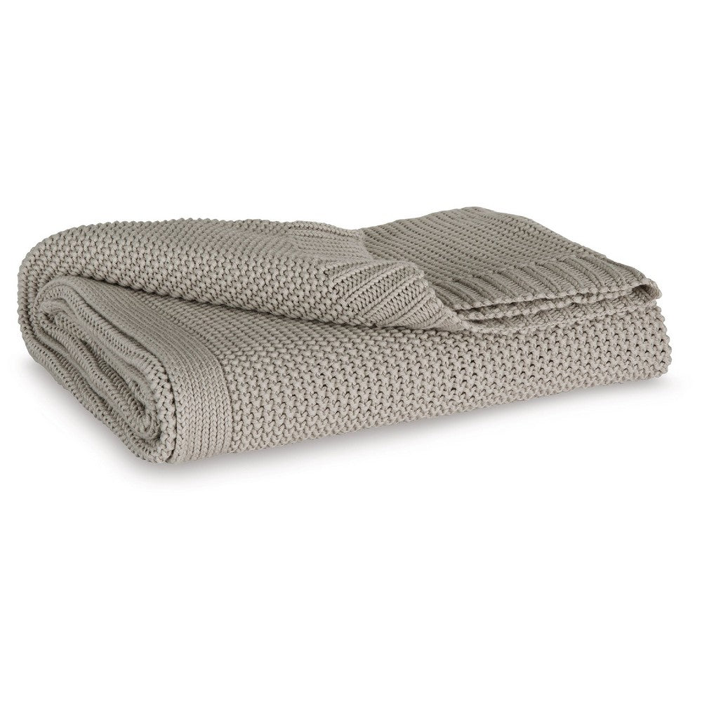 70 x 54 Leri Throw Blanket | Set of 3 | Machine Knitted Gray Cotton