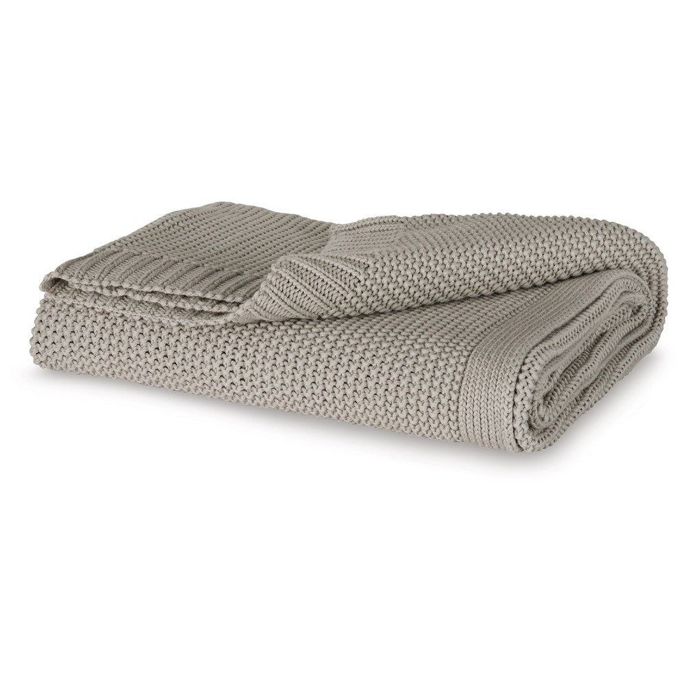 70 x 54 Leri Throw Blanket | Set of 3 | Machine Knitted Gray Cotton