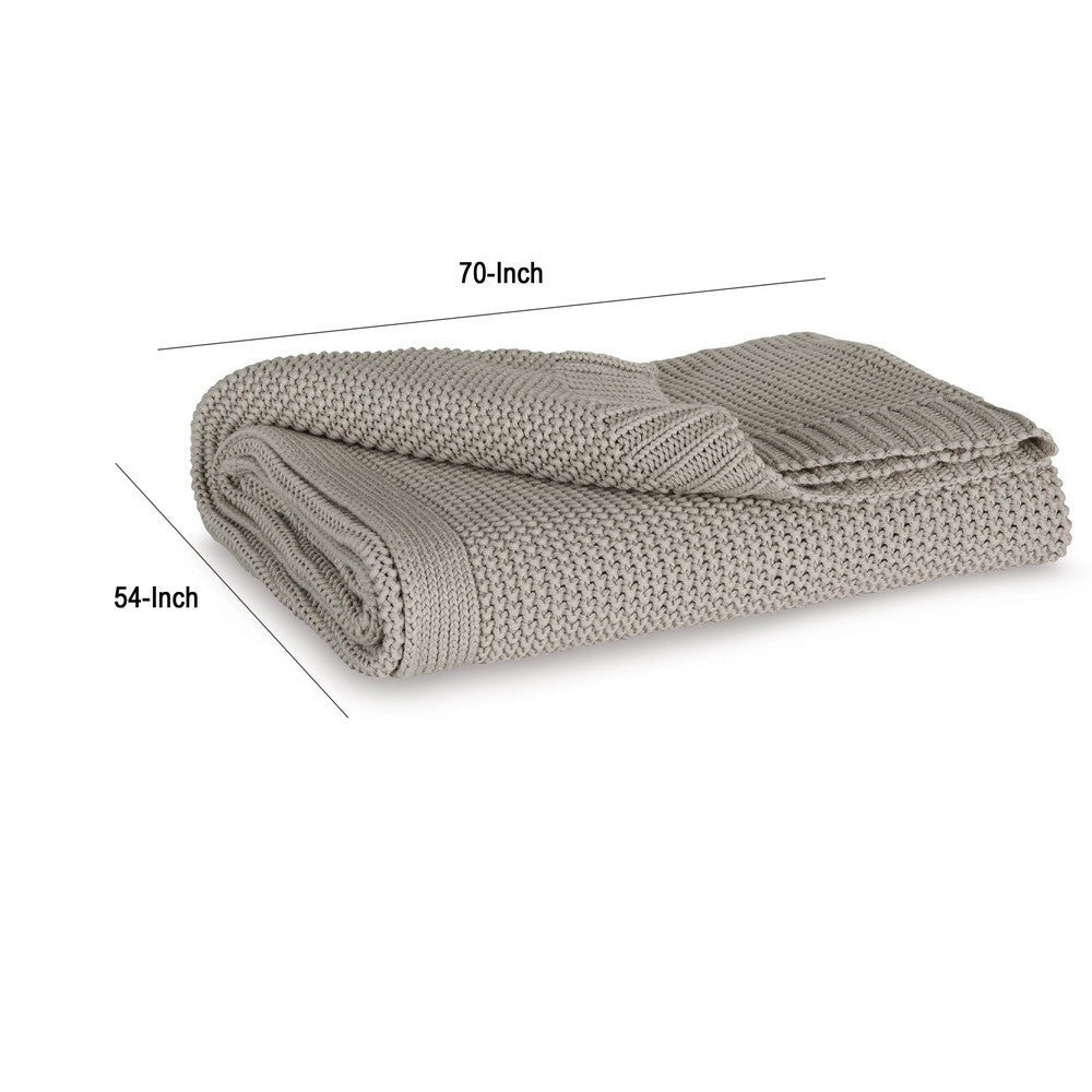 70 x 54 Leri Throw Blanket | Set of 3 | Machine Knitted Gray Cotton