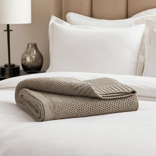 70 x 54 Leri Throw Blanket | Set of 3 | Machine Knitted Gray Cotton