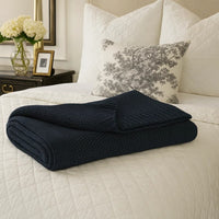 70 x 54 Leri Throw Blanket | Set of 3 | Machine Knitted Black Cotton