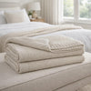 70 x 54 Leri Throw Blanket | Set of 3 | Machine Knitted Beige Cotton
