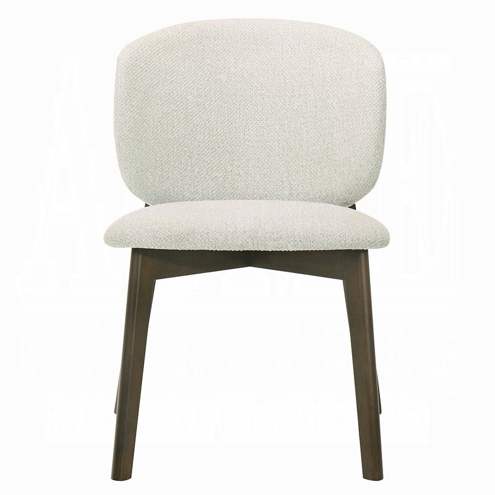 Mery Dining Side Chair Set of 2 | Gray Chenille | Walnut Brown Legs