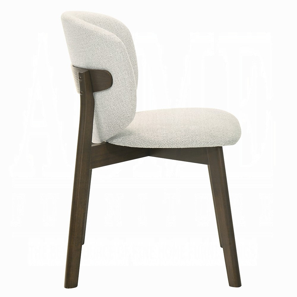 Mery Dining Side Chair Set of 2 | Gray Chenille | Walnut Brown Legs