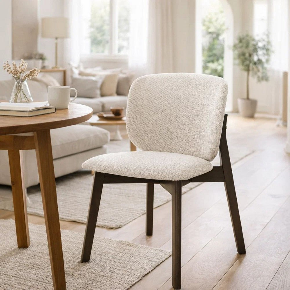 Mery Dining Side Chair Set of 2 | Gray Chenille | Walnut Brown Legs
