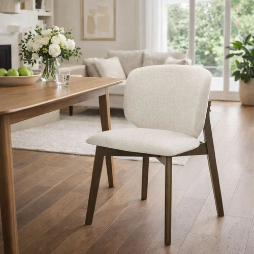 Mery Dining Side Chair Set of 2 | Gray Chenille | Walnut Brown Legs