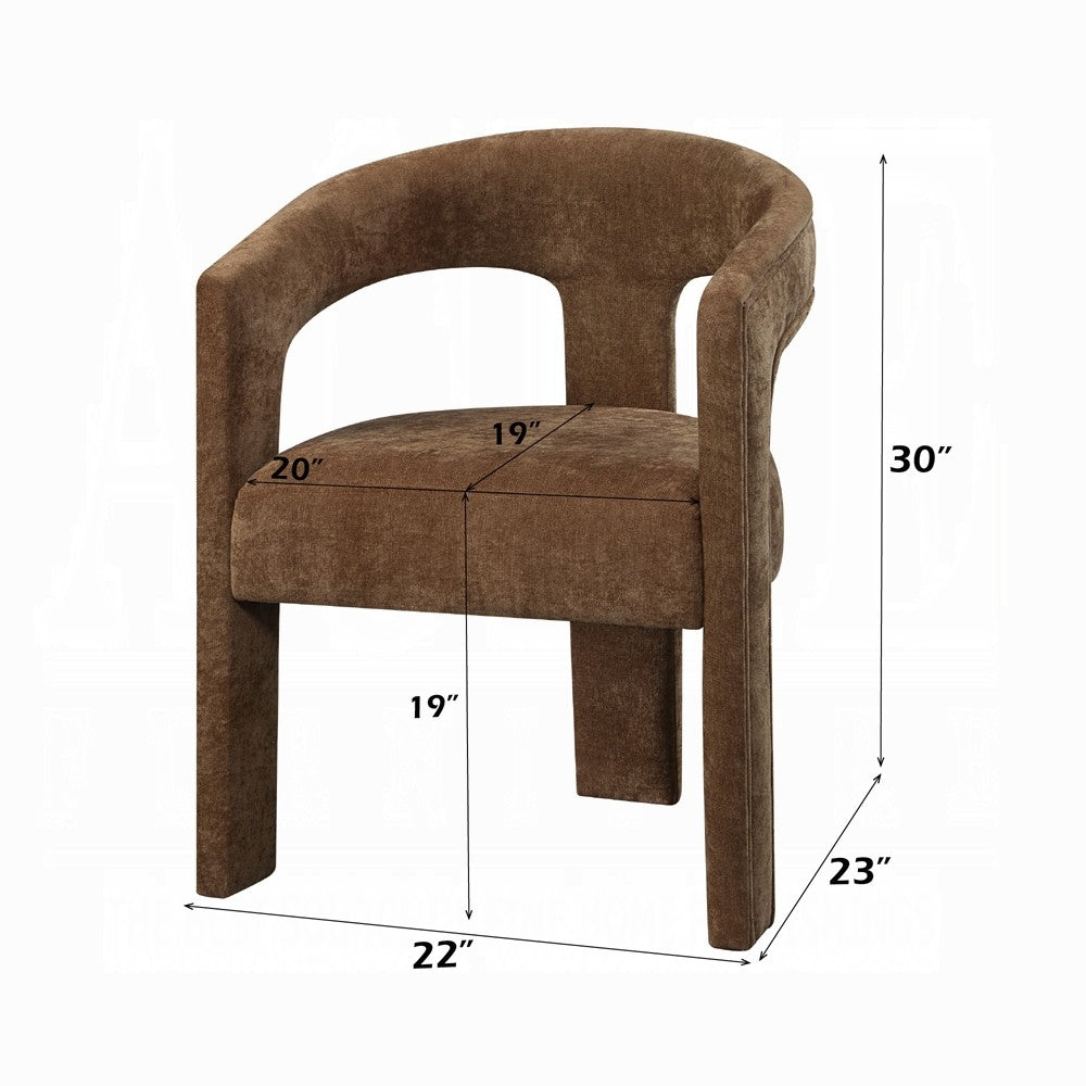 Hery Armchair Set of 2 | Curved Padded Backrest & Seat | Brown Linen