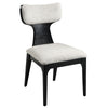 Kiri Dining Side Chair Set of 2 | White Chenille Seat | Black Wood Legs