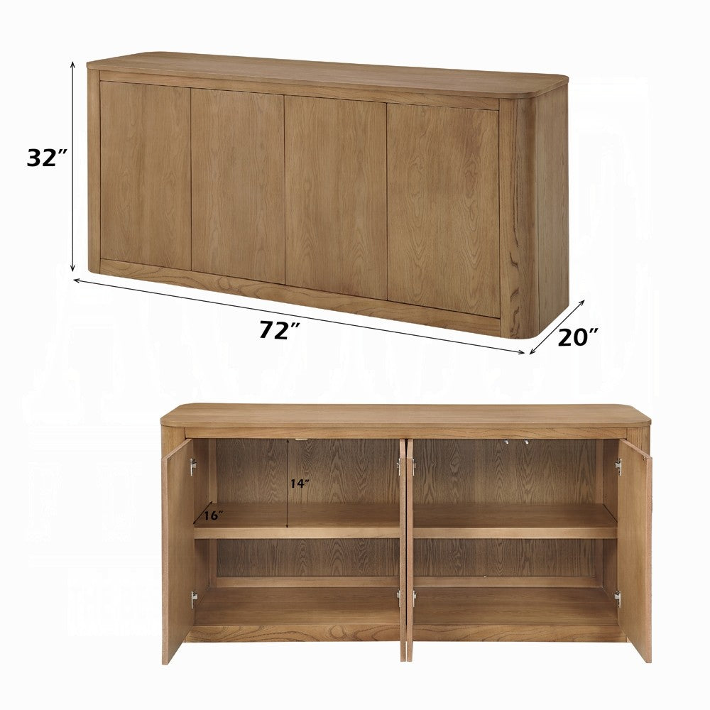 Sery 72" Sideboard Server | 4 Cabinet Doors | 2 Shelf | Natural Oak Brown