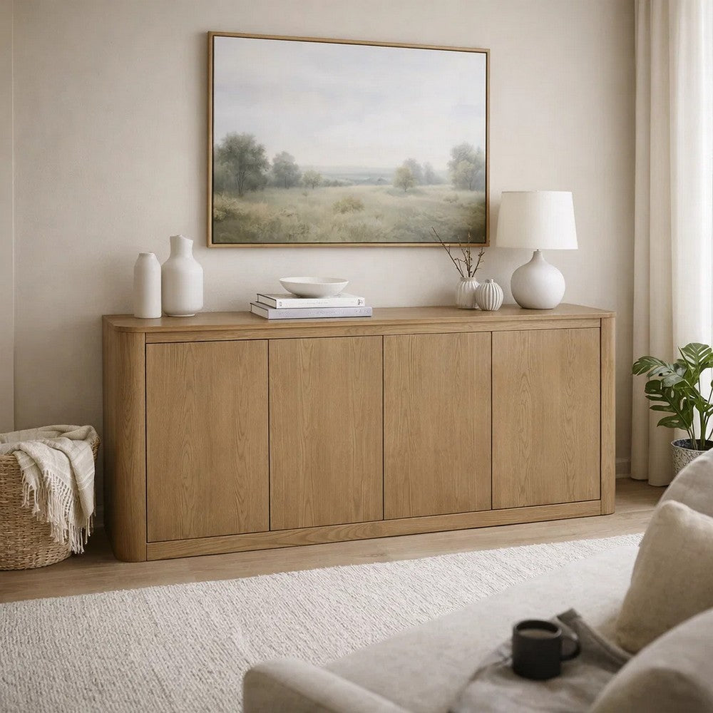 Sery 72" Sideboard Server | 4 Cabinet Doors | 2 Shelf | Natural Oak Brown