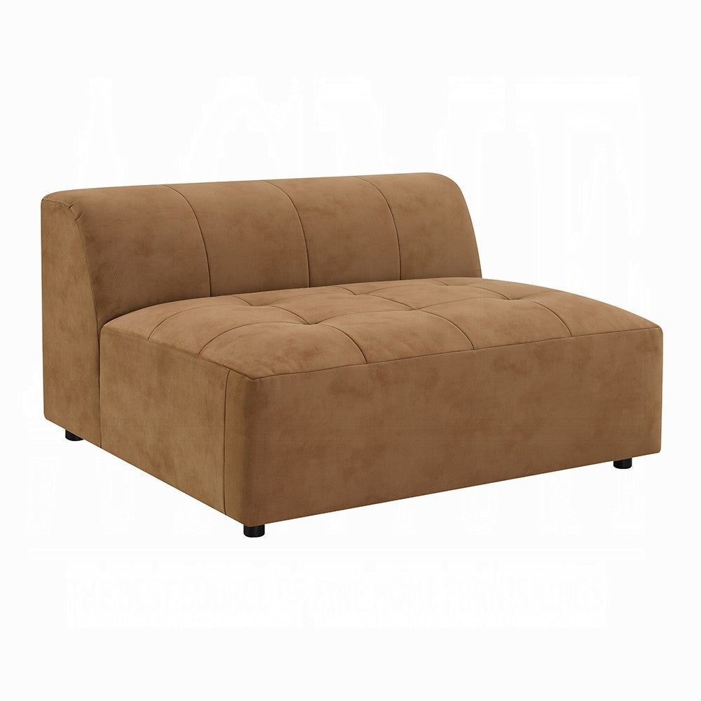 Sery Modular Armless Chair | Chocolate Brown Suede Tight Seat & Low Back