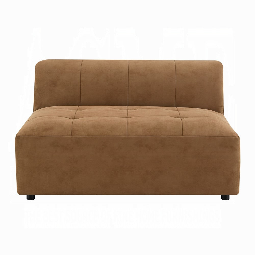 Sery Modular Armless Chair | Chocolate Brown Suede Tight Seat & Low Back