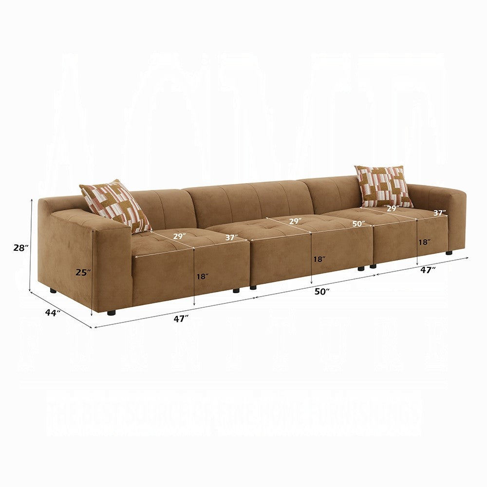 Sery Modular Armless Chair | Chocolate Brown Suede Tight Seat & Low Back