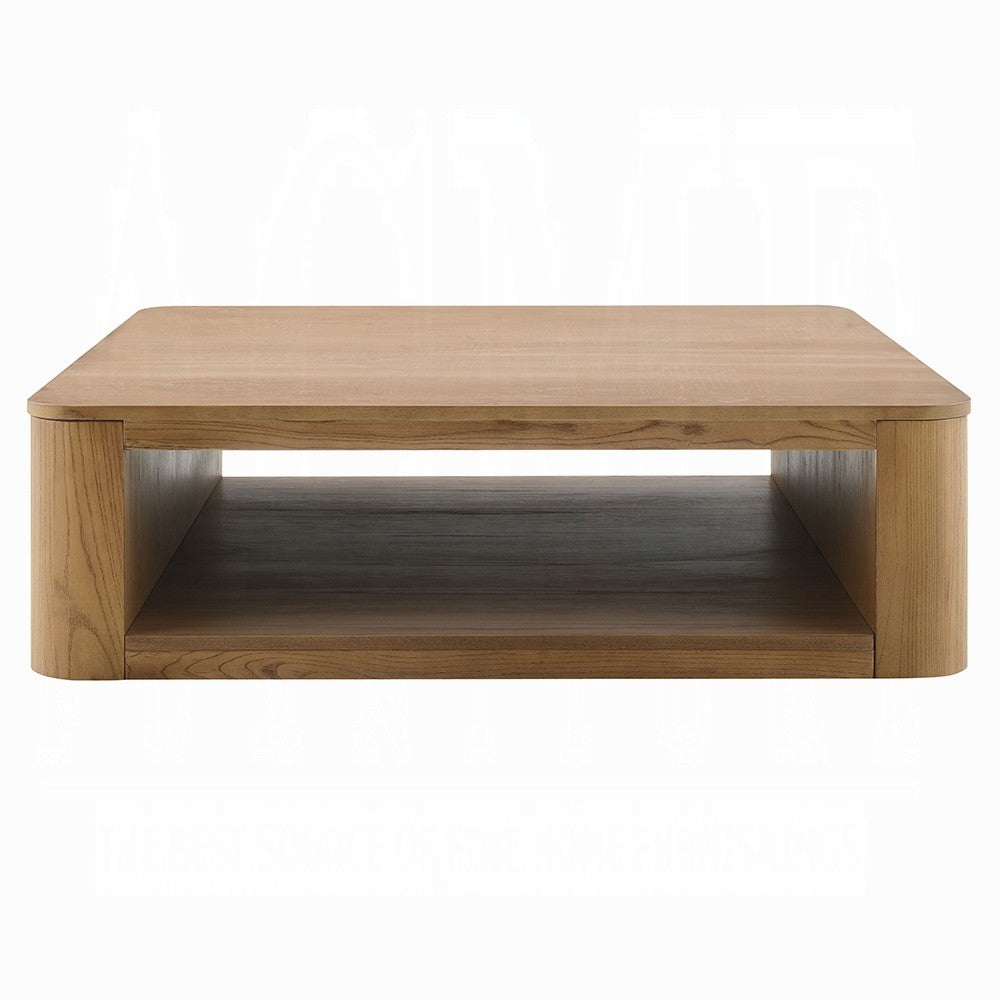 Sery Coffee Table | 48" Square Top w Open Lower Shelf | Oak Brown