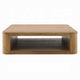 Sery Coffee Table | 48" Square Top w Open Lower Shelf | Oak Brown