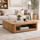 Sery Coffee Table | 48" Square Top w Open Lower Shelf | Oak Brown