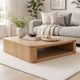 Sery Coffee Table | 48" Square Top w Open Lower Shelf | Oak Brown