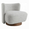 Sely Contemporary Accent Chair | Gray Tweed Fabric Curved Back | Round Base