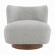 Sely Contemporary Accent Chair | Gray Tweed Fabric Curved Back | Round Base